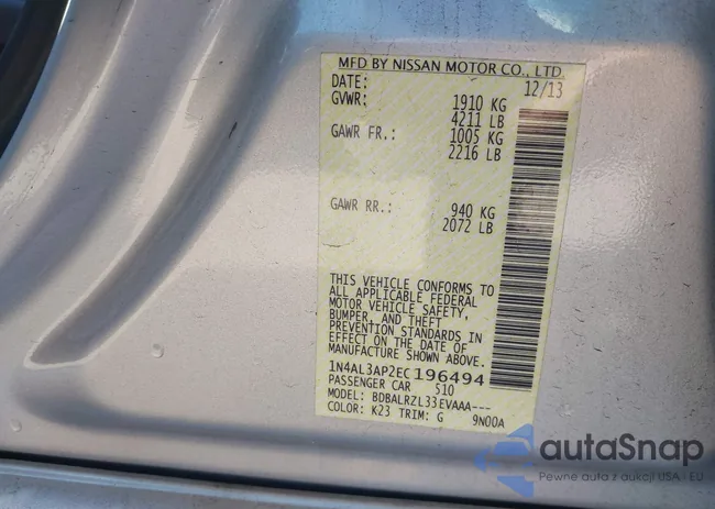 1N4AL3AP2EC196494: 43861547