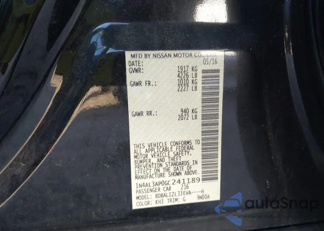 1N4AL3AP0GC241189: 43861744