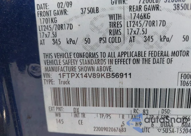 1FTPX14V89KB56911: 43861786