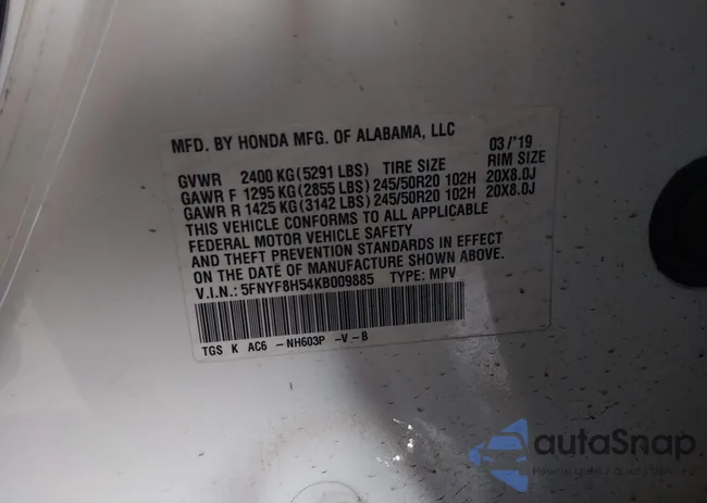 5FNYF8H54KB009885: 43863202