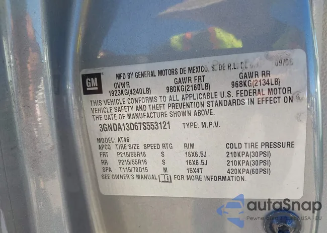 3GNDA13D67S553121: 43863243