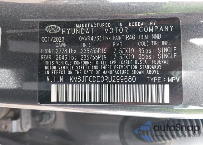 KM8JFCDE0RU299680: 43863253