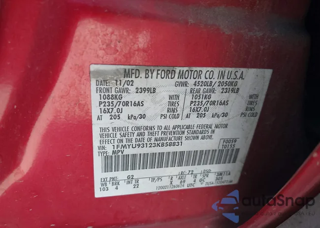 1FMYU93123KB58831: 43863293