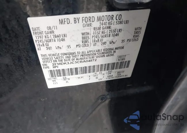 2FMDK3JC3CBA04872: 43863434