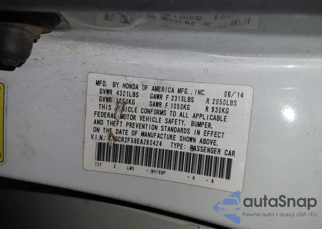 1HGCR2F56EA260424: 43862500