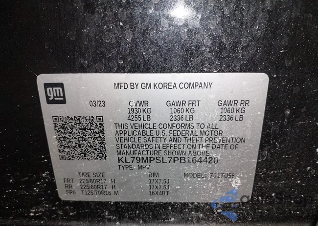 KL79MPSL7PB164420: 43862564