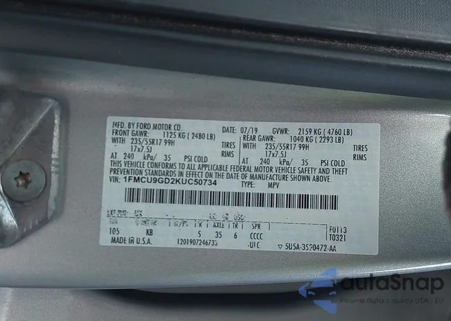 1FMCU9GD2KUC50734: 43862579