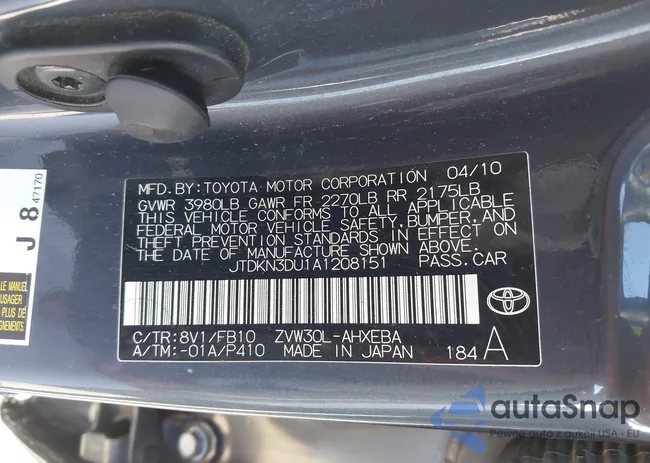 JTDKN3DU1A1208151: 43862626