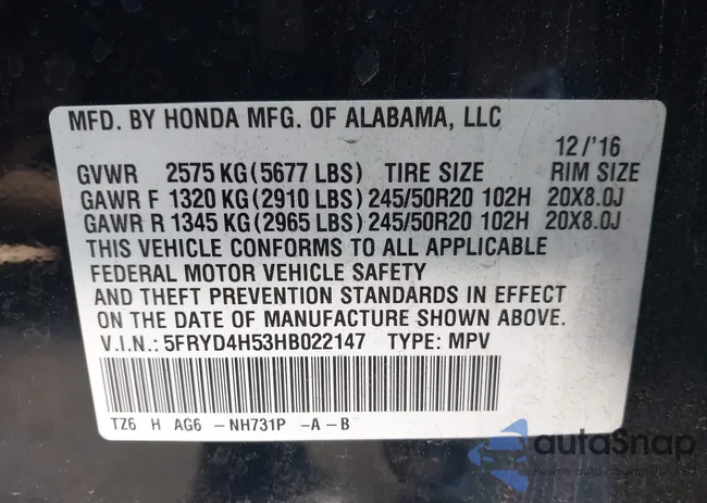 5FRYD4H53HB022147: 43862653