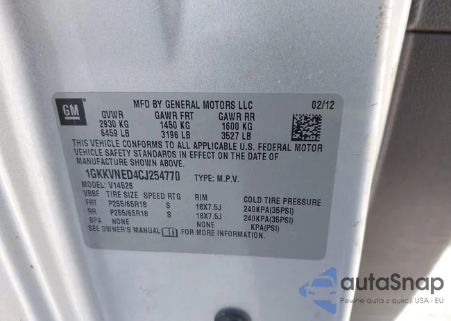 1GKKVNED4CJ254770: 43864085