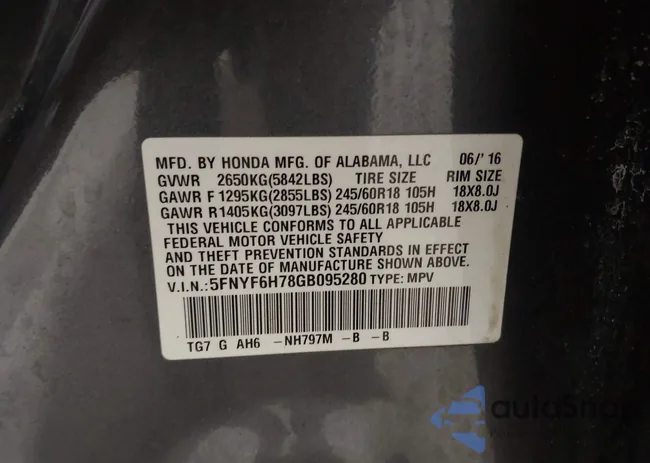 5FNYF6H78GB095280: 43864093