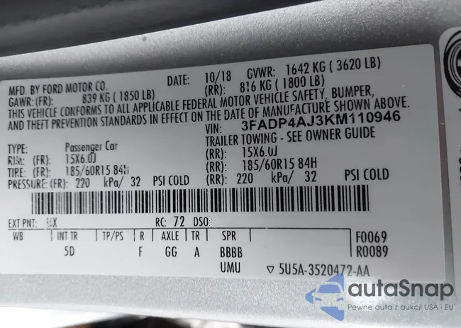 3FADP4AJ3KM110946: 43864105