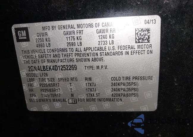 2GNALBEK4D1252269: 43864169