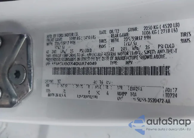 1FMCU0GX4DUA74049: 43864308