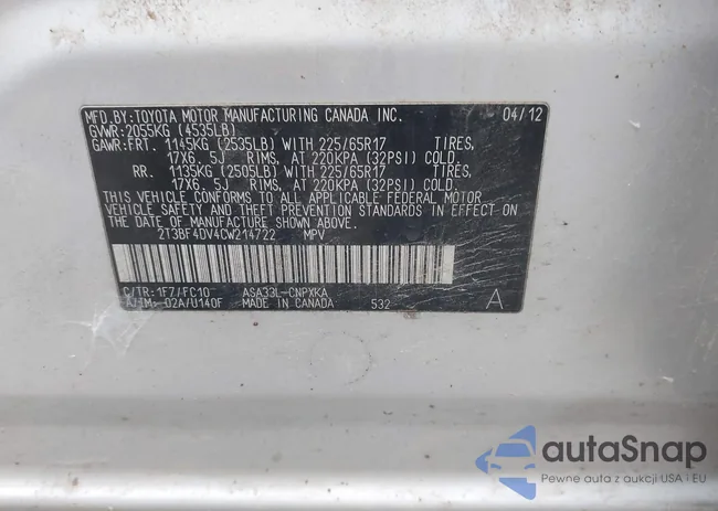 2T3BF4DV4CW214722: 43863563