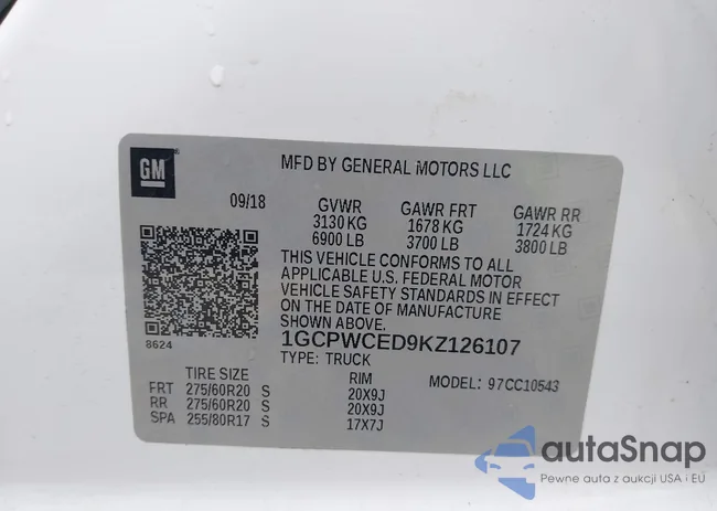 1GCPWCED9KZ126107: 43863730