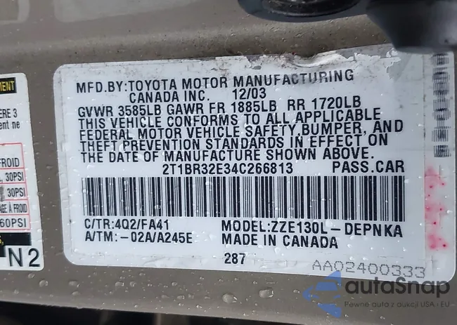 2T1BR32E34C266813: 43863807