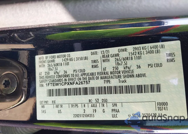 1FTEW1CPXNFA26757: 43863859