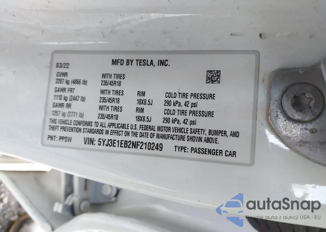 5YJ3E1EB2NF210249: 43865202