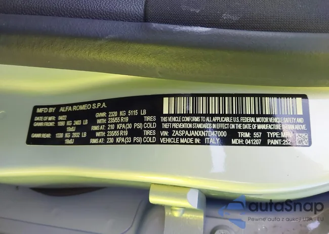 ZASPAJANXN7D47000: 43865218