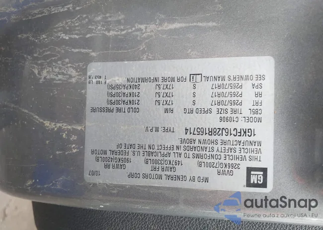 1GKFC16J28R165714: 43865380