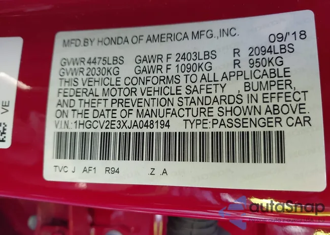 1HGCV2E3XJA048194: 43864734