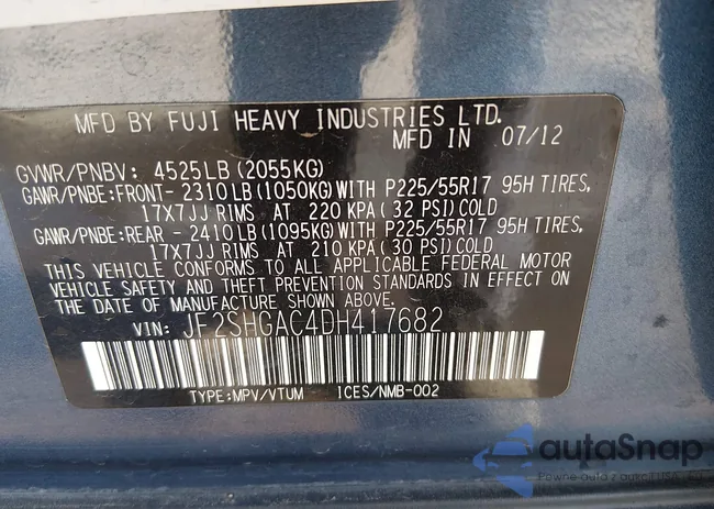 JF2SHGAC4DH417682: 43864797