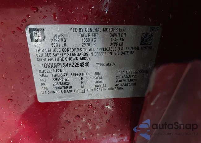 1GKKNPLS4HZ254340: 43865900