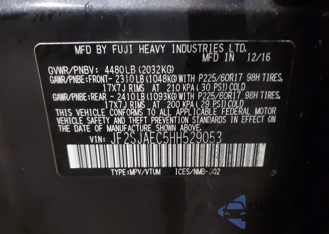 JF2SJAEC5HH529053: 43865996