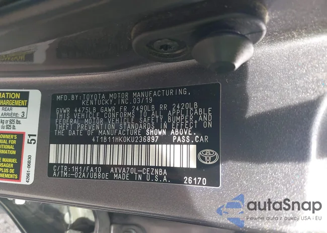 4T1B11HK0KU236897: 43866030