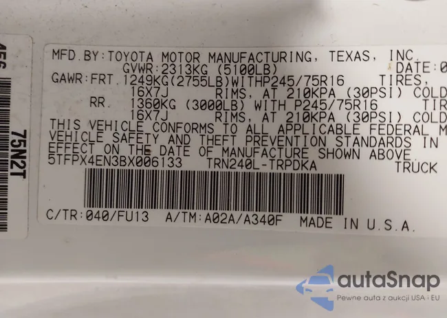 5TFPX4EN3BX006133: 43866208