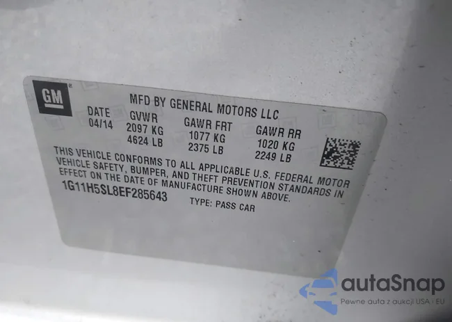 1G11H5SL8EF285643: 43866275