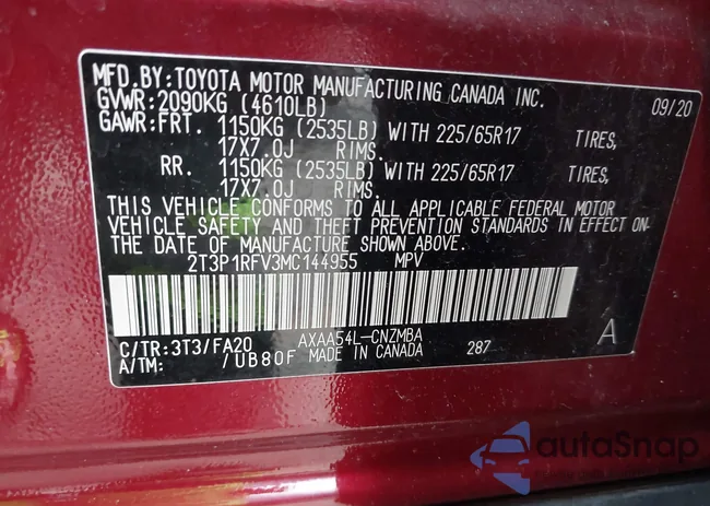 2T3P1RFV3MC144955: 43866342