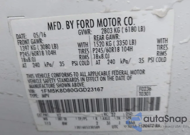 1FM5K8D80GGD23167: 43866372