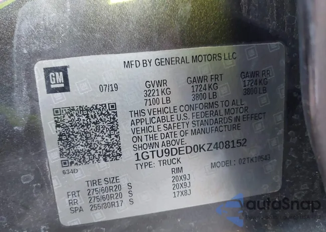 1GTU9DED0KZ408152: 43866385