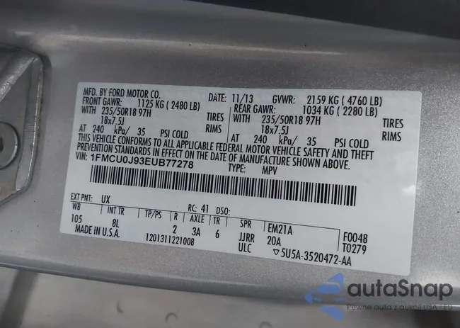 1FMCU0J93EUB77278: 43866405