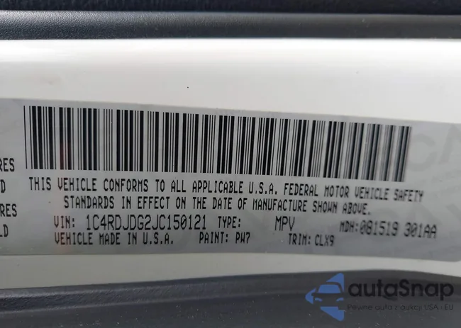 1C4RDJDG2JC150121: 43865597