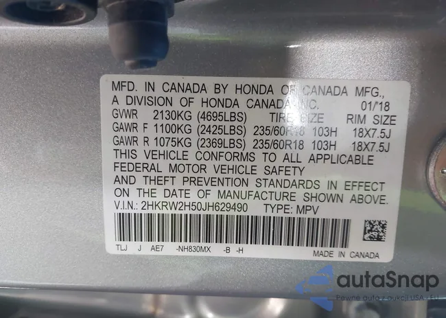 2HKRW2H50JH629490: 43865640