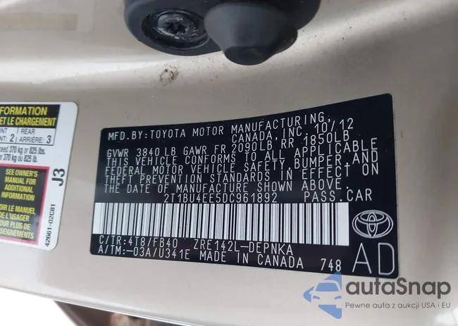 2T1BU4EE5DC961892: 43865666