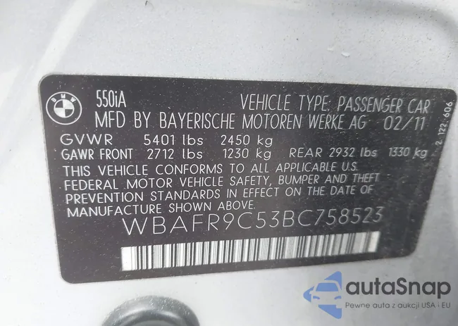 WBAFR9C53BC758523: 43865697