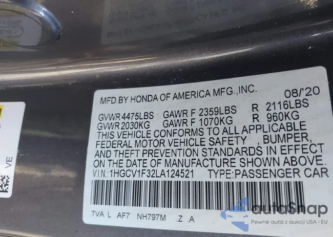 1HGCV1F32LA124521: 43865773