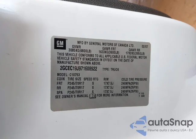 2GCEC19J971608922: 43865774