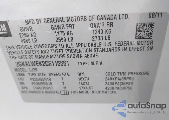 2GKALWEK2C6115661: 43865828