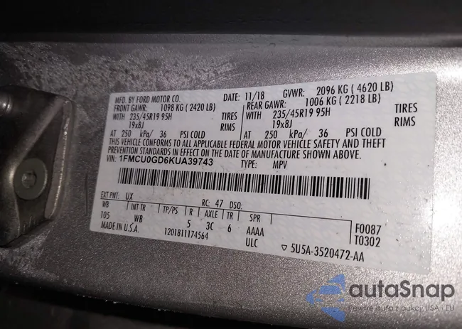 1FMCU0GD6KUA39743: 43865853