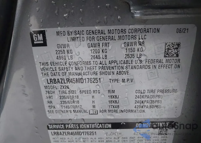 LRBAZLR45MD176251: 43867342