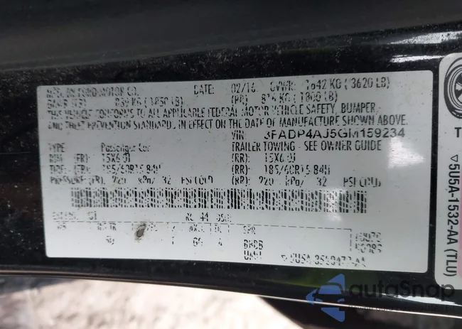 3FADP4AJ5GM159234: 43866498