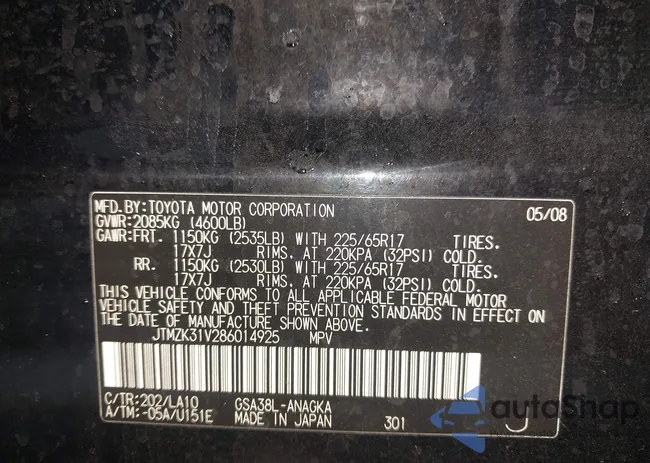 JTMZK31V286014925: 43866652