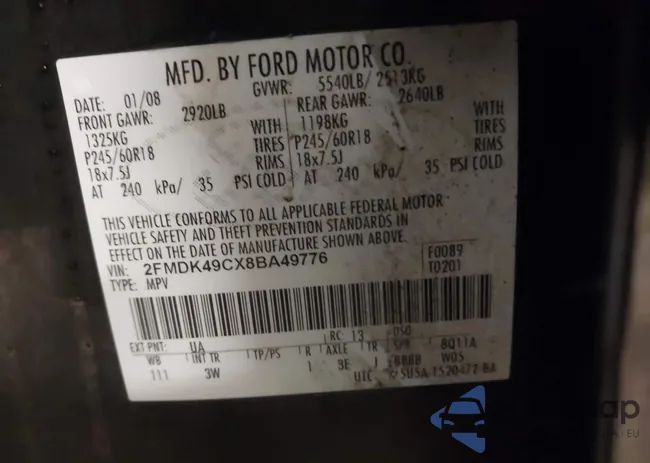 2FMDK49CX8BA49776: 43866673