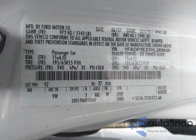 1FADP3E23HL289626: 43867939