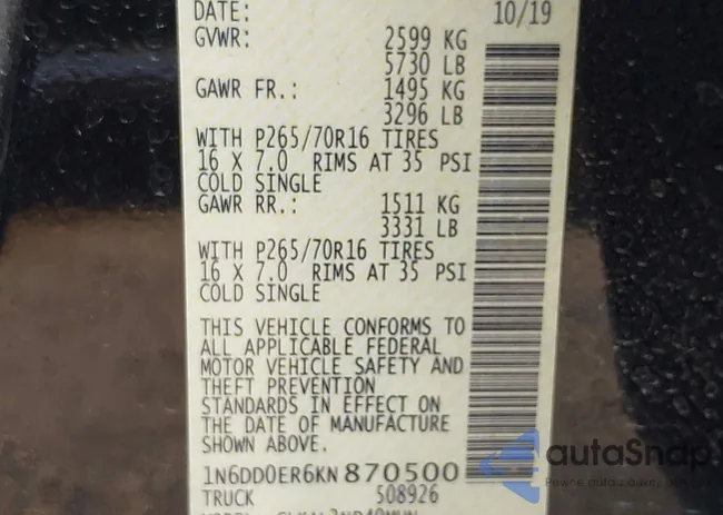 1N6DD0ER6KN870500: 43868093